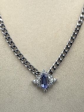 BaubleBar Silver Necklace with Blue-Violet Crystal Star Pendant